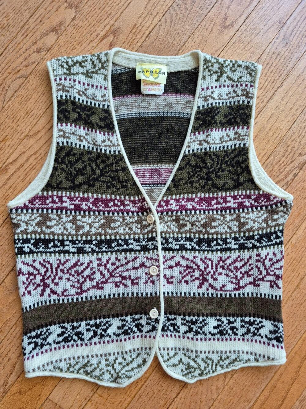 Sweater Vest Fair Isle Vintage Papillon